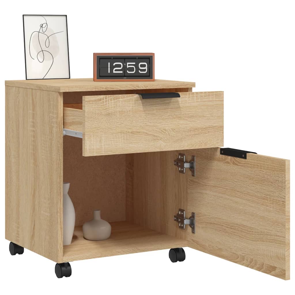 Mobilt Arkivskap Med Hjul Sonoma Eik 45X38X54 Cm Konstruert Tre
