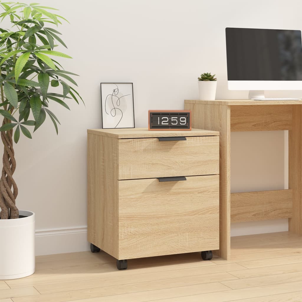 Mobilt Arkivskap Med Hjul Sonoma Eik 45X38X54 Cm Konstruert Tre