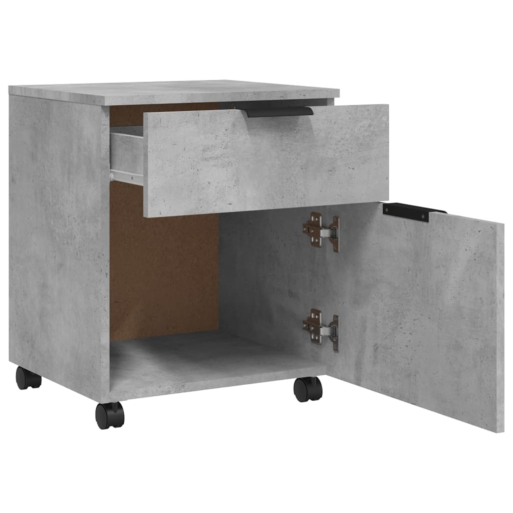 Mobilt Arkivskap Med Hjul Betonggrå 45X38X54 Cm Konstruert Tre