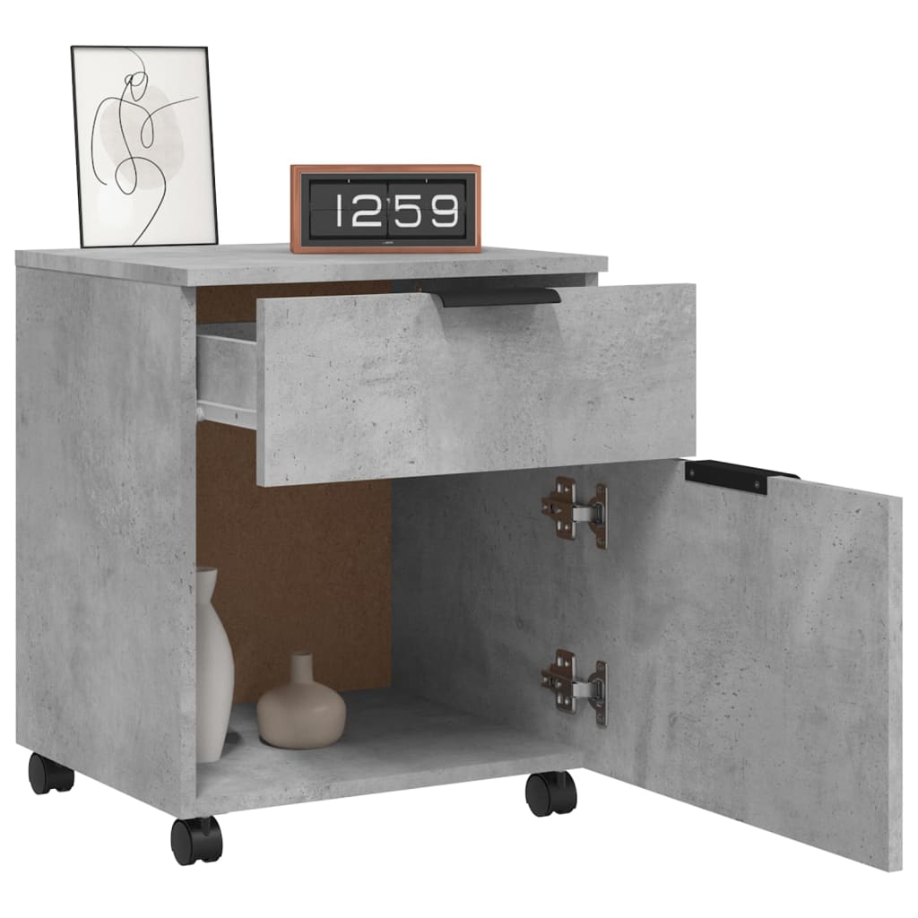 Mobilt Arkivskap Med Hjul Betonggrå 45X38X54 Cm Konstruert Tre