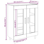 Skjenk Sonoma Eik 69,5X34X90 Cm Konstruert Tre