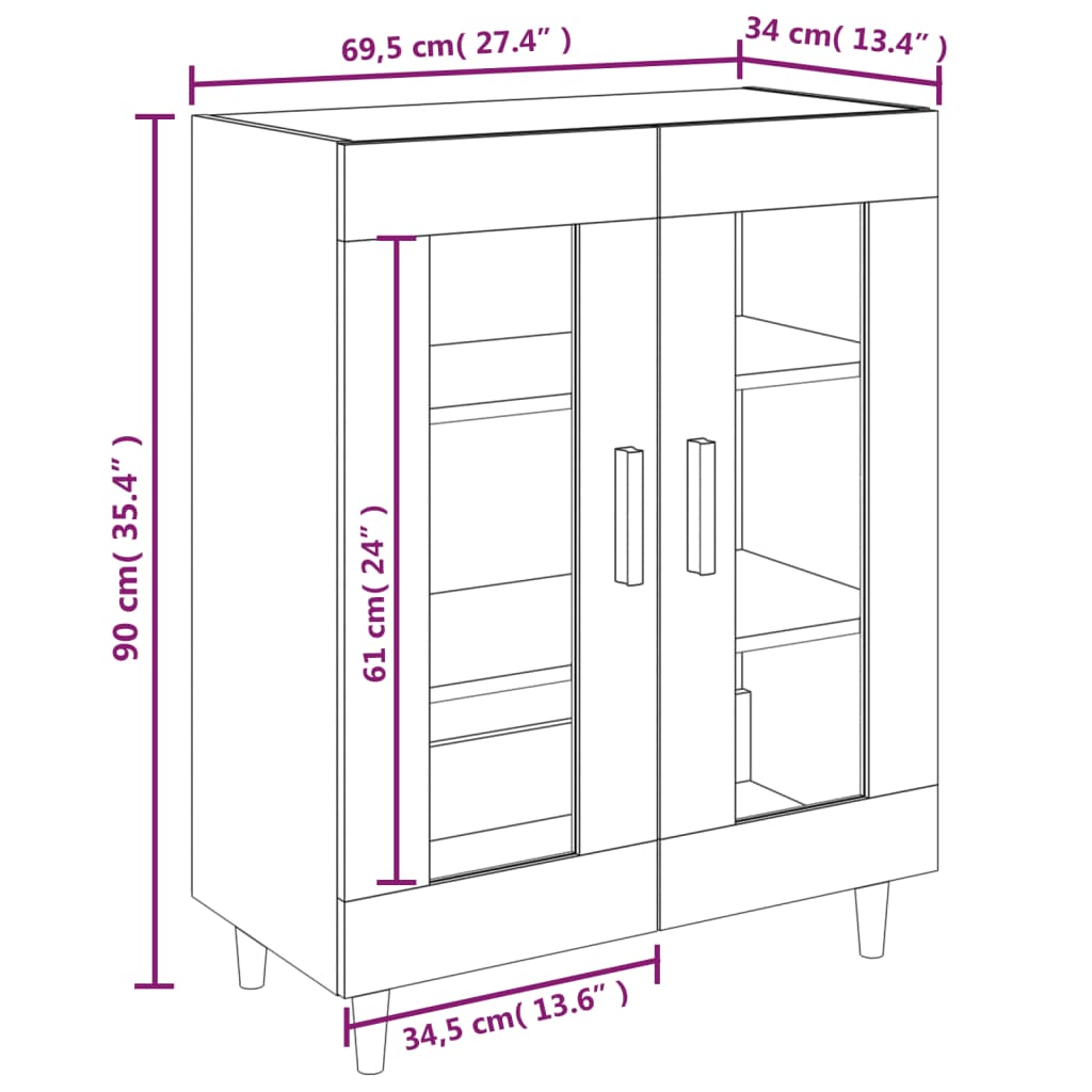 Skjenk Sonoma Eik 69,5X34X90 Cm Konstruert Tre