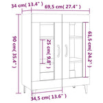 Skjenk Sonoma Eik 69,5X34X90 Cm Konstruert Tre