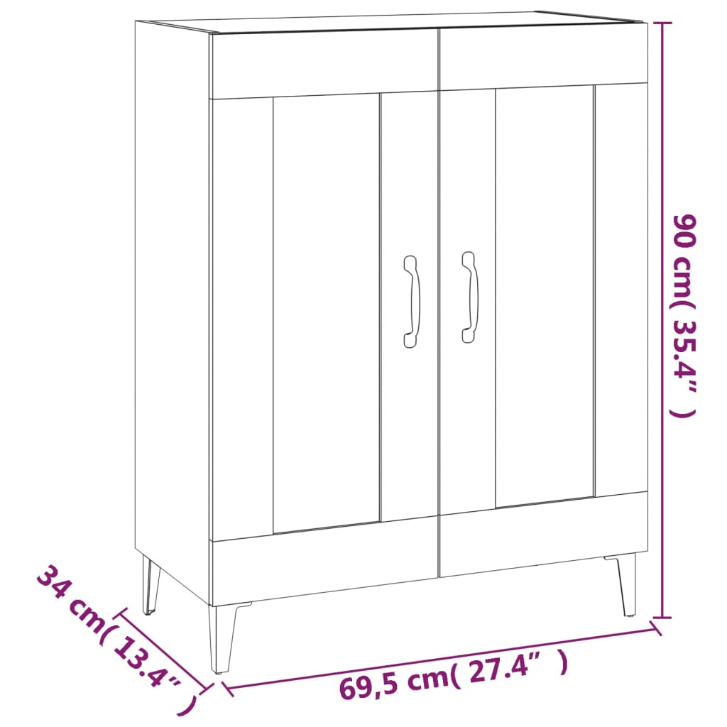 Skjenk Svart 69,5X34X90 Cm Konstruert Tre