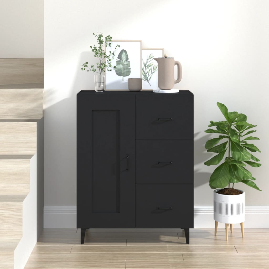 Skjenk Svart 69,5X34X90 Cm Konstruert Tre