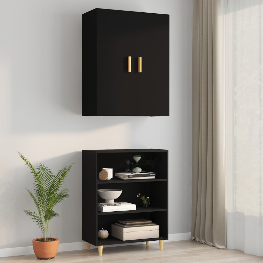 Hengende Veggskap Svart 69,5X34X90 Cm