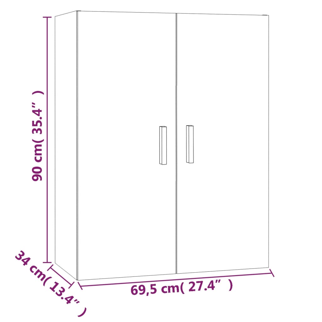 Hengende Veggskap Sonoma Eik 69,5X34X90 Cm