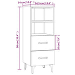 Skjenk Hvit 34,5X34X90 Cm Konstruert Tre