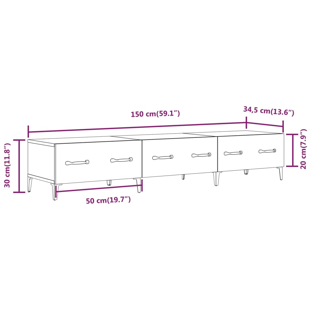 Tv-Benk Svart 150X34,5X30 Cm Konstruert Tre