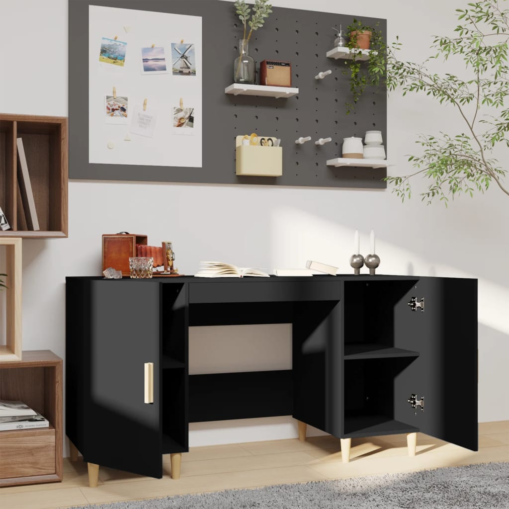 Skrivebord Svart 140X50X75 Cm Konstruert Tre