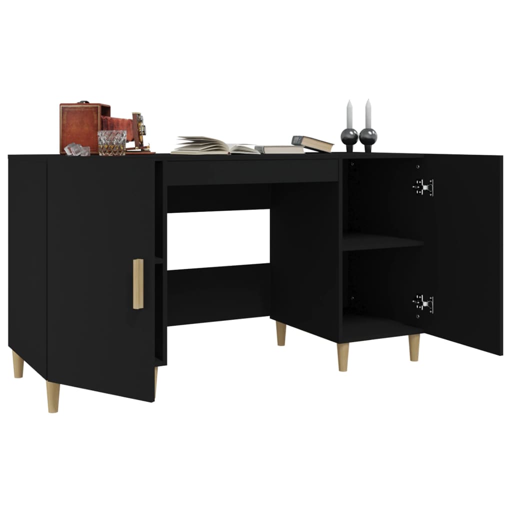 Skrivebord Svart 140X50X75 Cm Konstruert Tre
