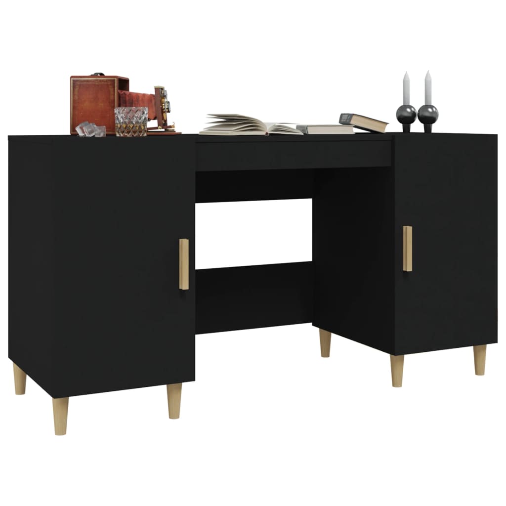 Skrivebord Svart 140X50X75 Cm Konstruert Tre