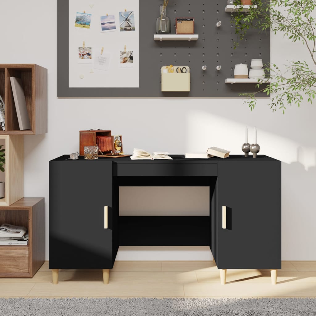 Skrivebord Svart 140X50X75 Cm Konstruert Tre