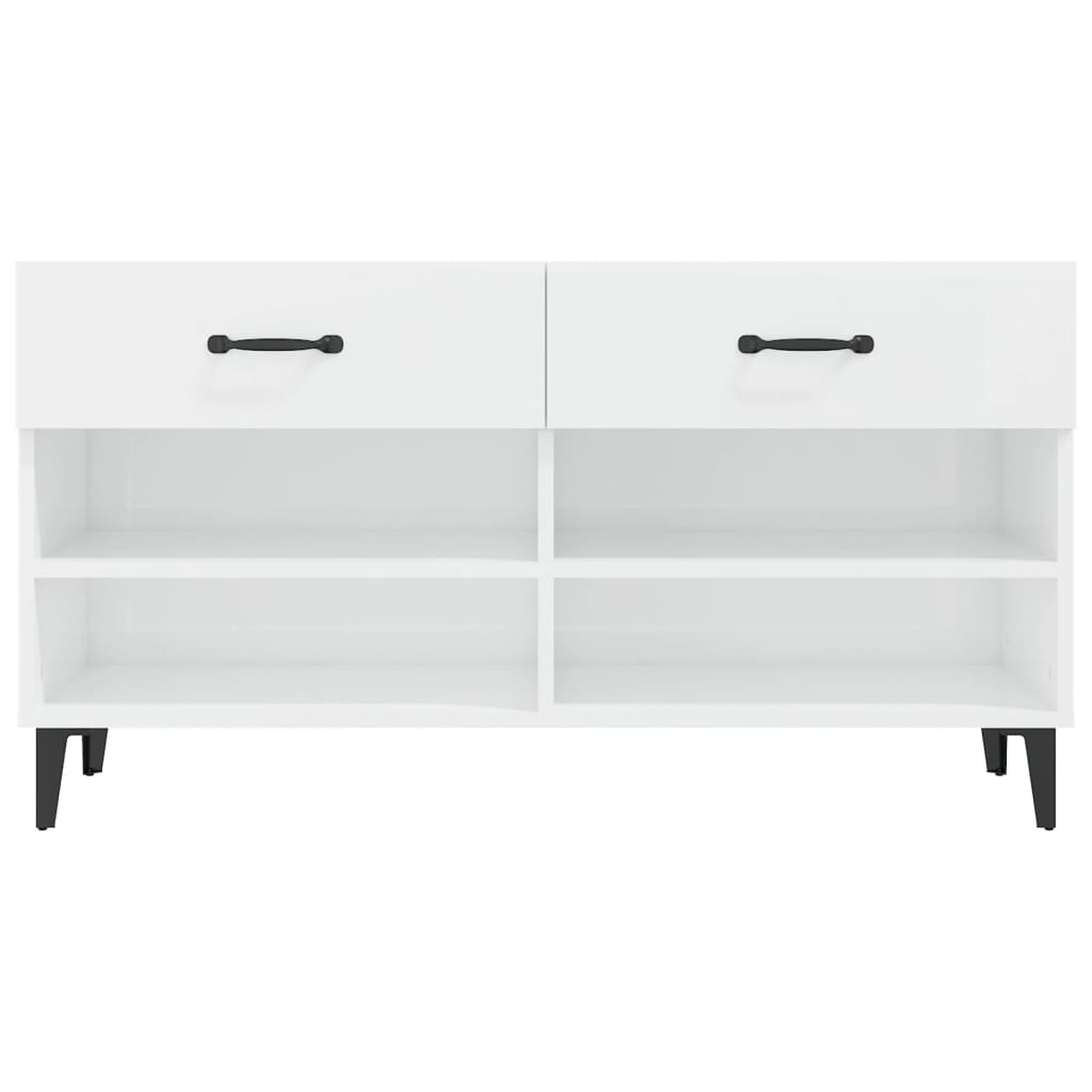 Skoskap Høyglans Hvit 102X35X55 Cm Konstruert Tre