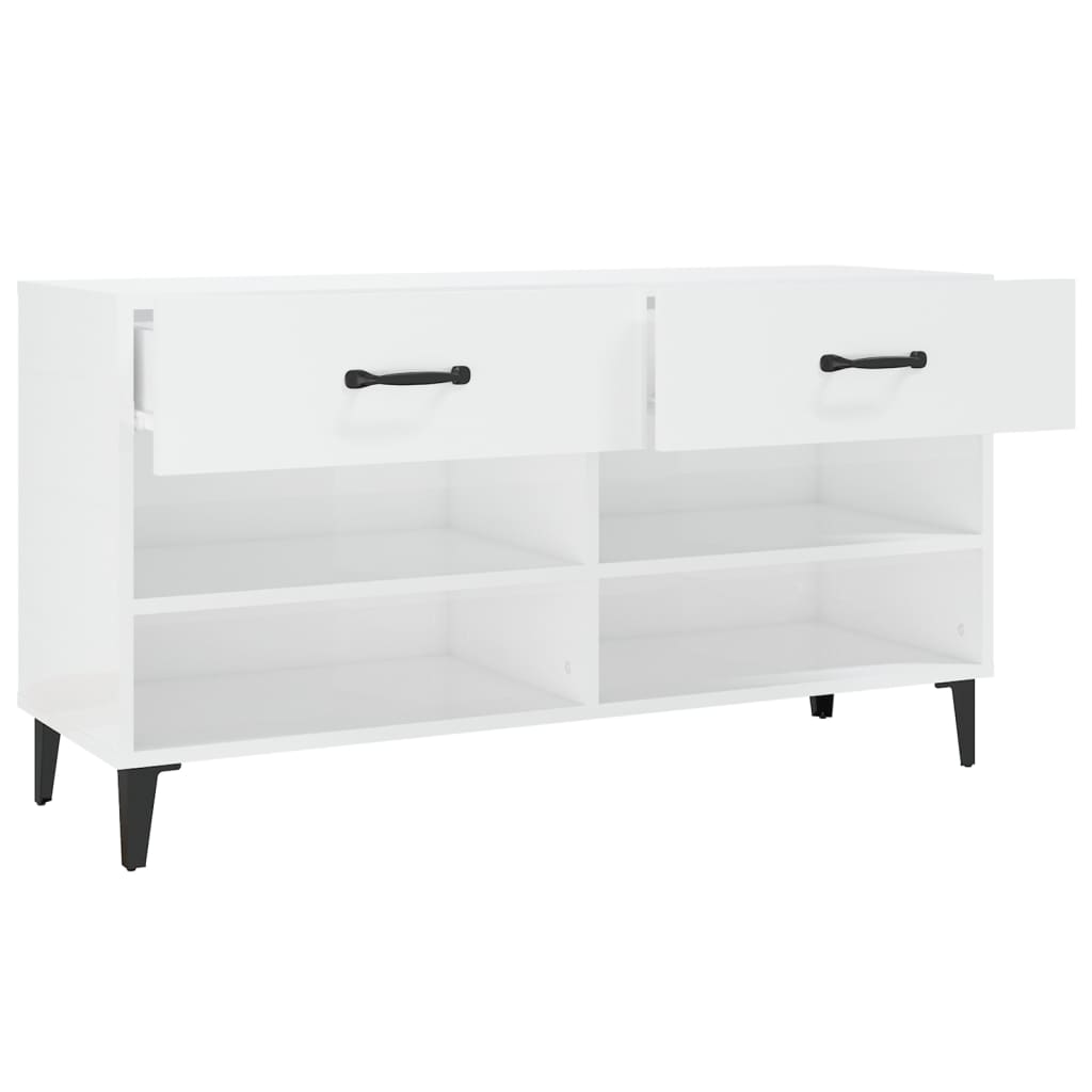 Skoskap Høyglans Hvit 102X35X55 Cm Konstruert Tre