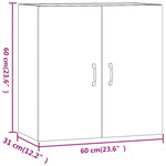 Veggskap Hvit 60X31X60 Cm Konstruert Tre