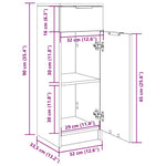 Baderomsskap Røkt Eik 32X34X90 Cm Konstruert Tre