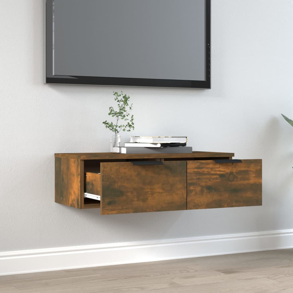Veggskap Røkt Eik 68X30X20 Cm Konstruert Tre