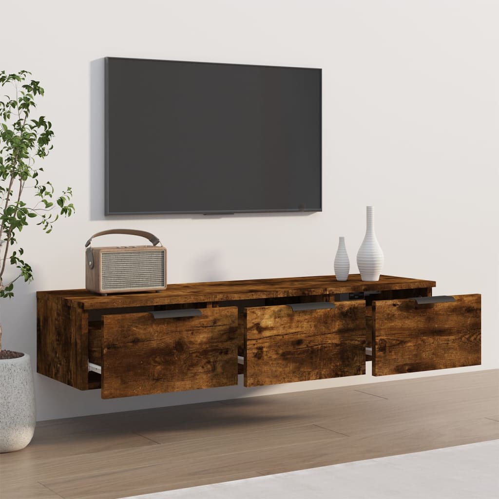 Veggskap Røkt Eik 102X30X20 Cm Konstruert Tre