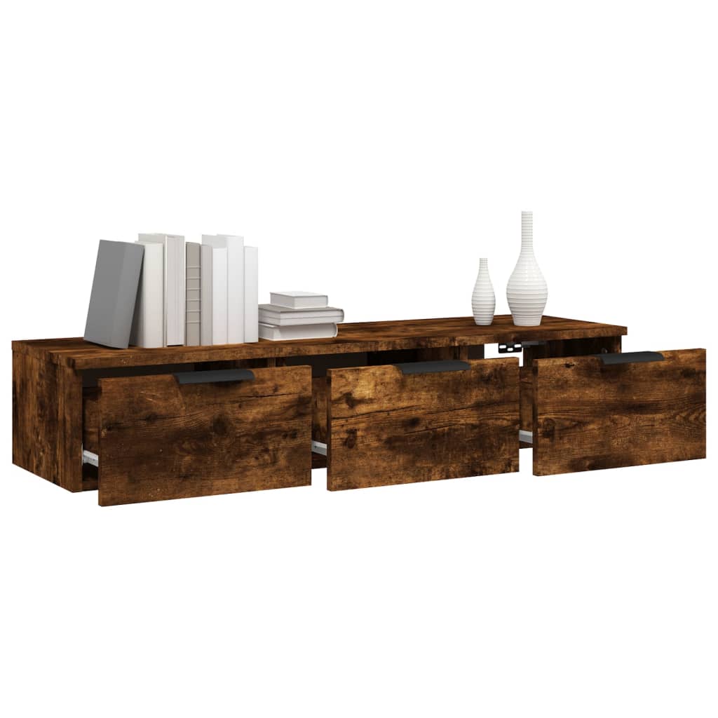 Veggskap Røkt Eik 102X30X20 Cm Konstruert Tre
