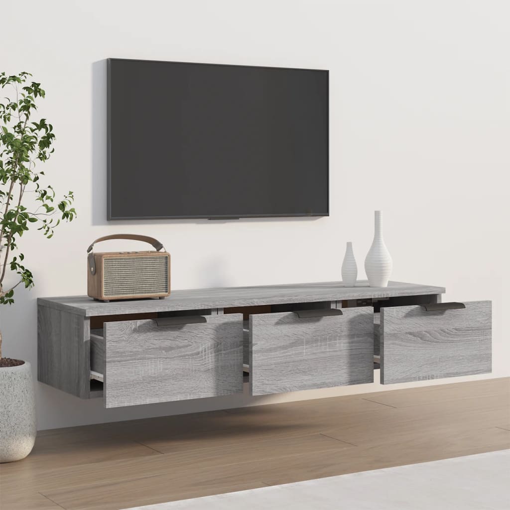Veggskap Grå Sonoma 102X30X20 Cm Konstruert Tre