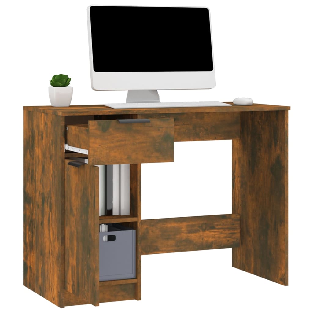 Skrivebord Røkt Eik 100X50X75 Cm Konstruert Tre