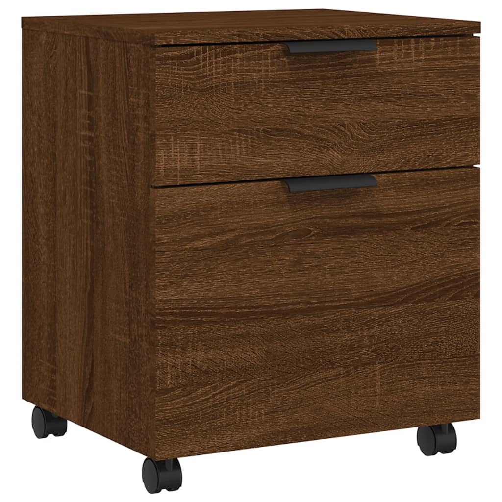 Mobilt Arkivskap Med Hjul Brun Eik 45X38X54 Cm Konstruert Tre