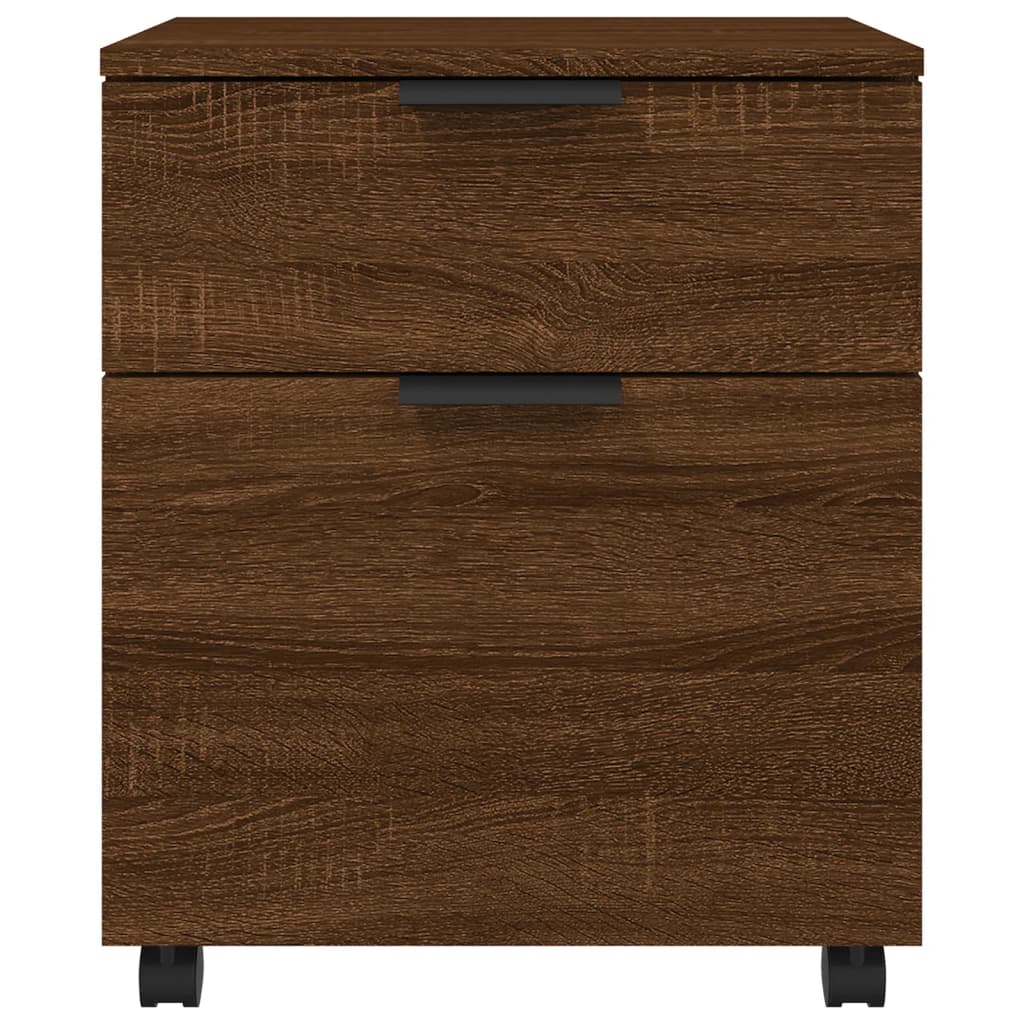 Mobilt Arkivskap Med Hjul Brun Eik 45X38X54 Cm Konstruert Tre