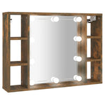 Speilskap Med Led Røkt Eik 76X15X55 Cm