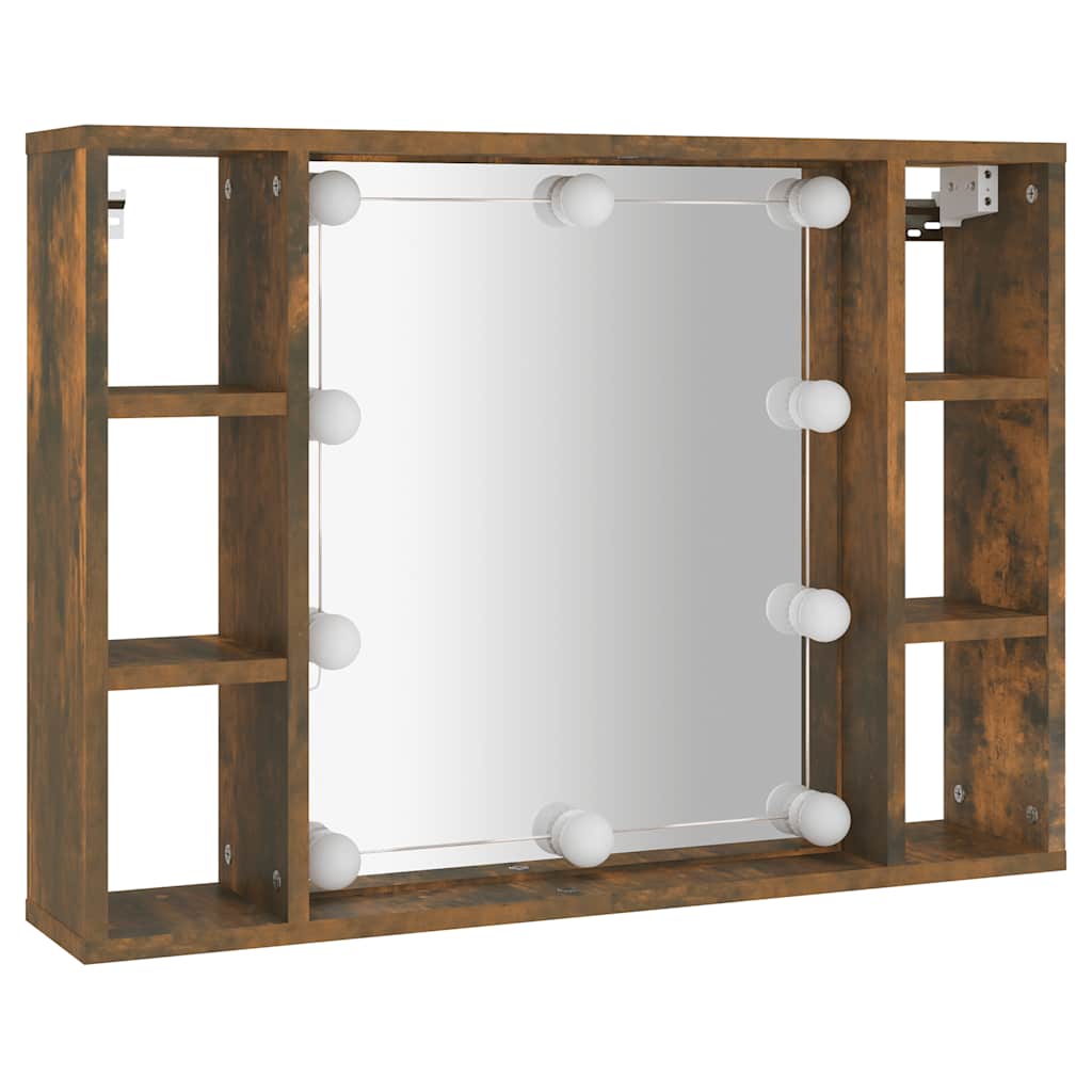 Speilskap Med Led Røkt Eik 76X15X55 Cm