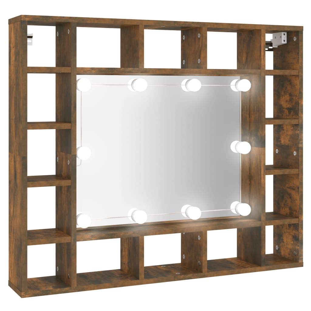 Speilskap Med Led Røkt Eik 91X15X76,5 Cm