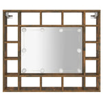 Speilskap Med Led Røkt Eik 91X15X76,5 Cm