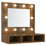 Speilskap Med Led Røkt Eik 60X31,5X62 Cm