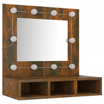 Speilskap Med Led Røkt Eik 60X31,5X62 Cm