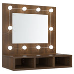 Speilskap Med Led Brun Eik 60X31,5X62 Cm