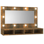 Speilskap Med Led Røkt Eik 90X31,5X62 Cm