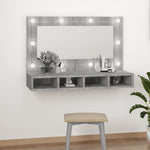 Speilskap Med Led Grå Sonoma 90X31,5X62 Cm