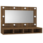 Speilskap Med Led Brun Eik 90X31,5X62 Cm
