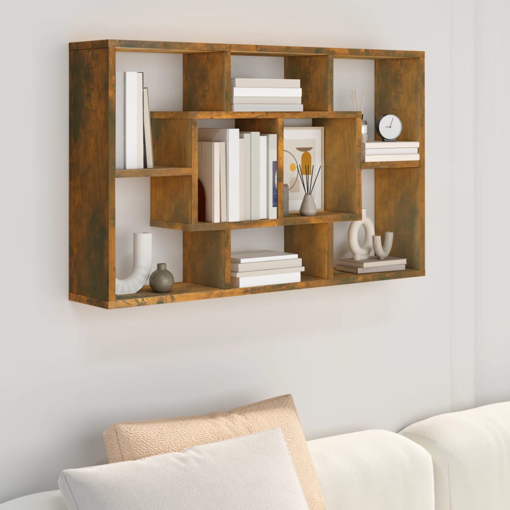 Vegghylle Røkt Eik 85X16X52,5 Cm Konstruert Tre