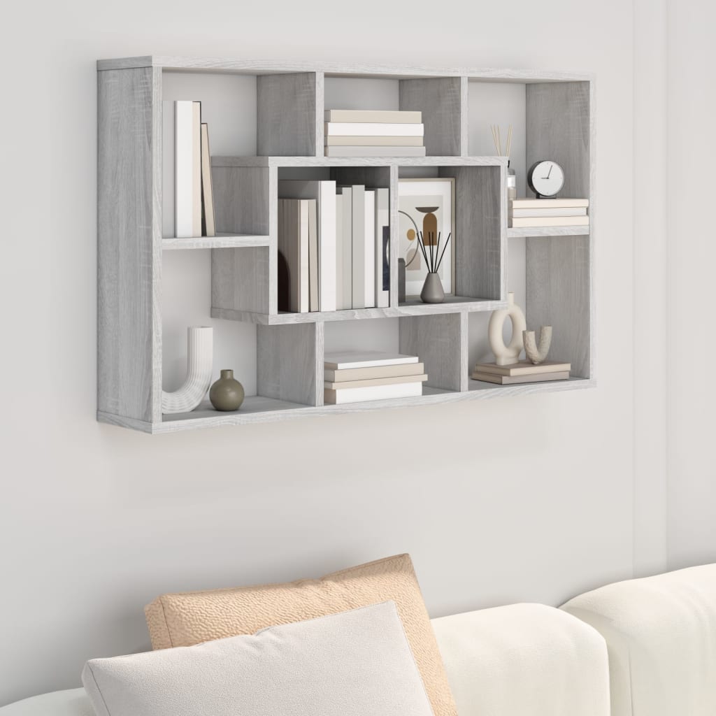 Vegghylle Grå Sonoma 85X16X52,5 Cm Konstruert Tre