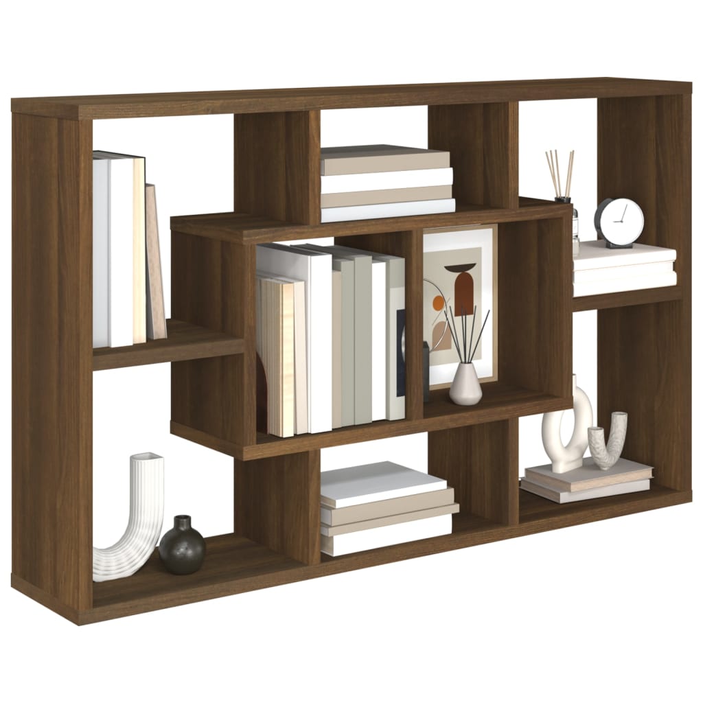 Vegghylle Brun Eik 85X16X52,5 Cm Konstruert Tre