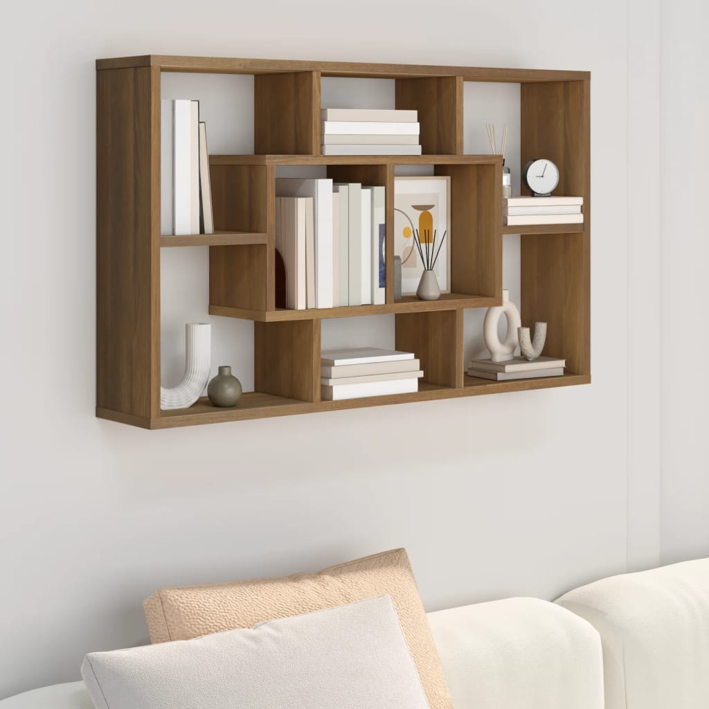 Vegghylle Brun Eik 85X16X52,5 Cm Konstruert Tre