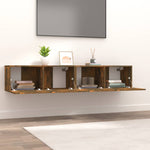 Tv-Benker 2 Stk Røkt Eik 80X30X30 Cm Konstruert Tre