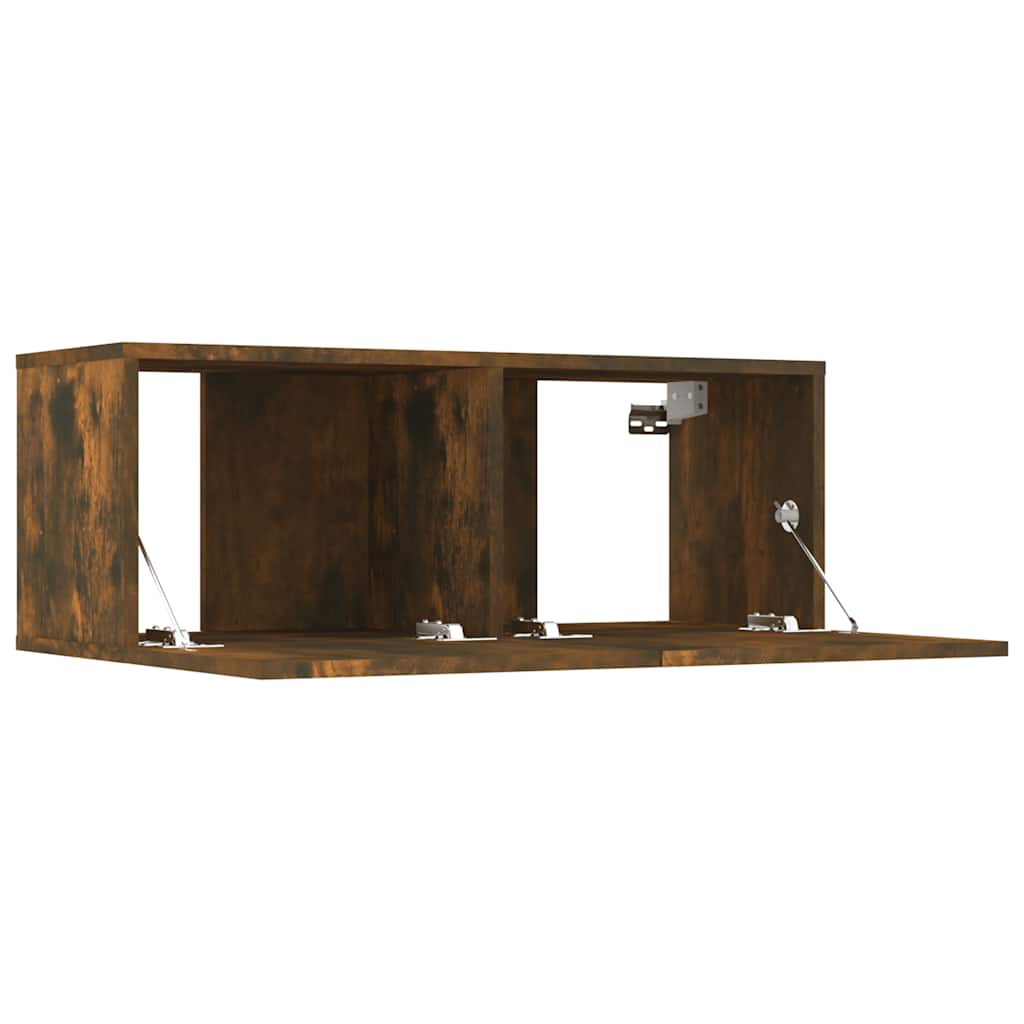 Tv-Benker 2 Stk Røkt Eik 80X30X30 Cm Konstruert Tre