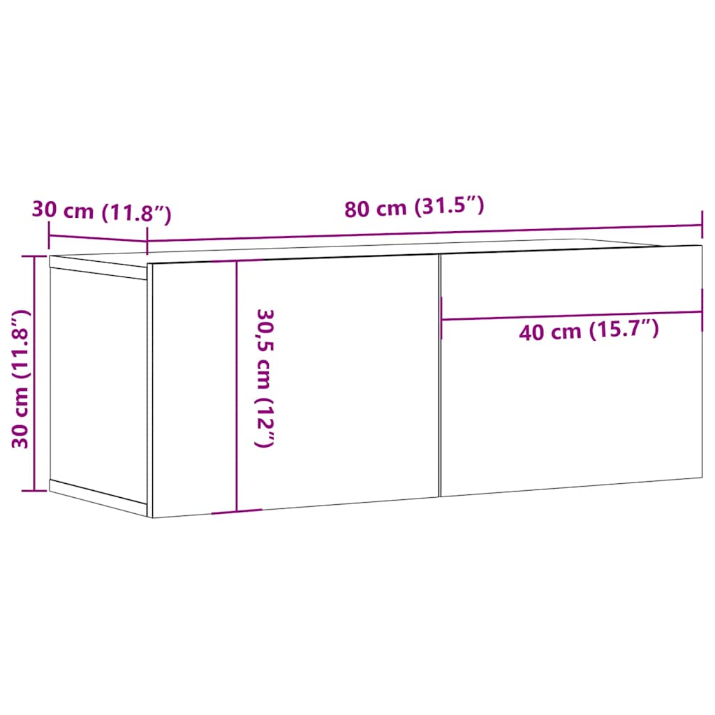 Tv-Benker 2 Stk Røkt Eik 80X30X30 Cm Konstruert Tre