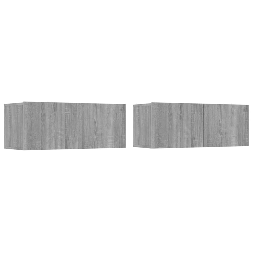 Tv-Benker 2 Stk Grå Sonoma 80X30X30 Cm Konstruert Tre