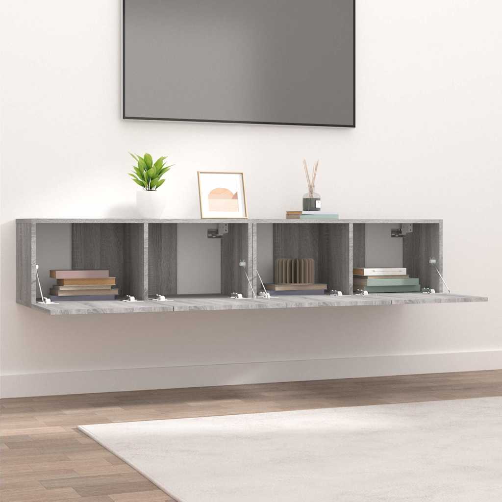 Tv-Benker 2 Stk Grå Sonoma 80X30X30 Cm Konstruert Tre