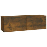 Vegghengte Tv-Benker 2 Stk Røkt Eik 100X30X30 Cm Konstruert Tre