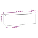 Vegghengte Tv-Benker 2 Stk Røkt Eik 100X30X30 Cm Konstruert Tre