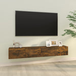 Vegghengte Tv-Benker 2 Stk Røkt Eik 100X30X30 Cm Konstruert Tre